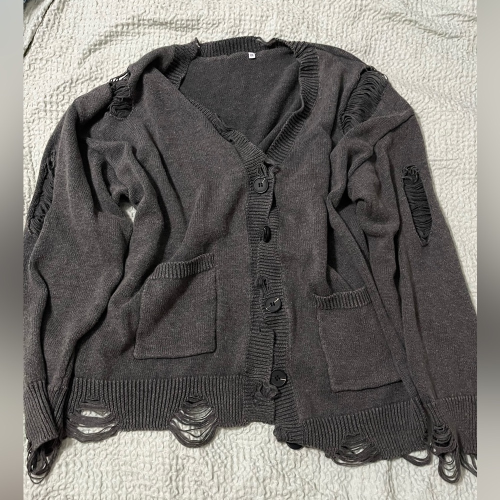 Distressed Gray Cardigan